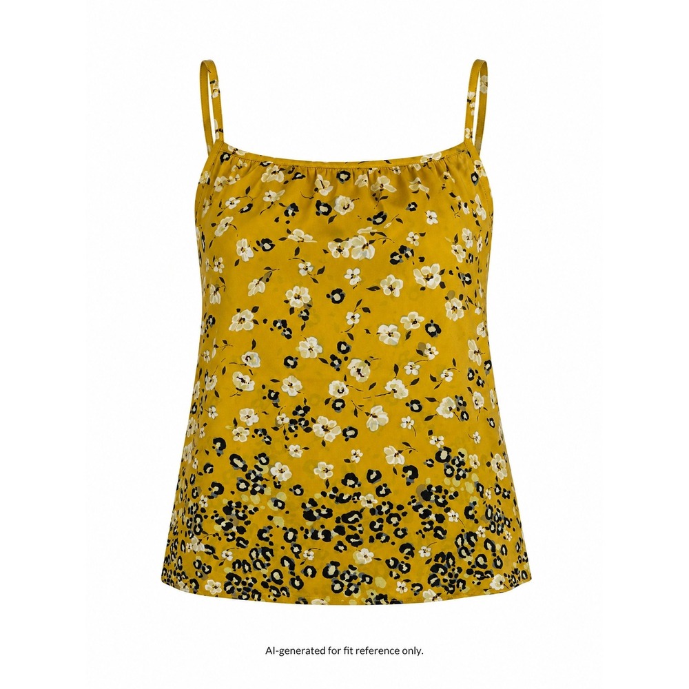 Cabi Yellow Floral Leopard Print Sleeveless Blouse Women Small Lightweight Top